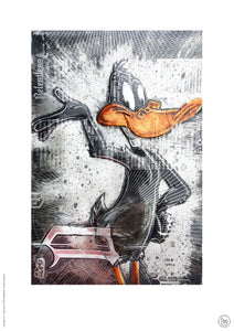 Hand Signed PRINT - DAFFY DUCK by Chris Duncan on RELENTLESS can