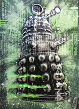 Load image into Gallery viewer, Hand Signed PRINT by Chris Duncan, DALEK on MONSTER Can