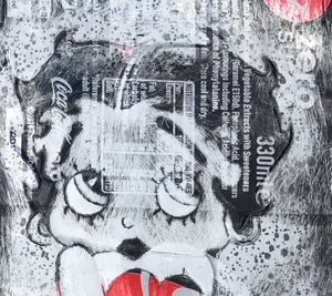 SOLD-AVAILABLE for COMMISSION - ORIGINAL Artwork - Chris Duncan - BETTY BOOP on COKE ZERO  can