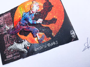 SOLD-AVAILABLE for COMMISSION - ORIGINAL Artwork - Chris Duncan - TINTIN on COKE ZERO can