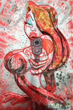 Load image into Gallery viewer, Hand Signed PRINT - JESSICA RABBIT with gun on COKE can